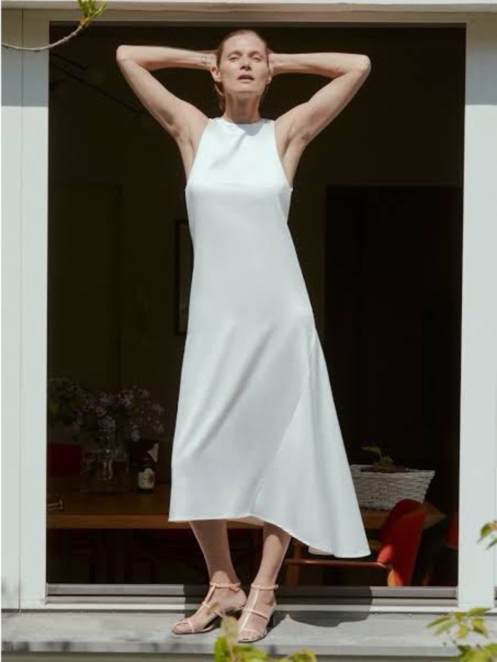 Zara White Midi Slip Dress